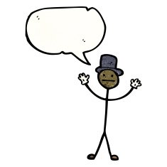 cartoon stick man with speech bubble N10