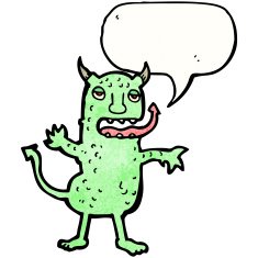 cartoon devil with speech bubble N23