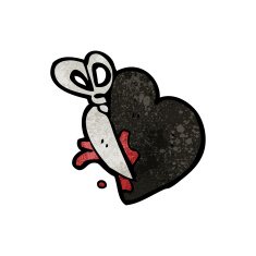 cutting black heart cartoon N3