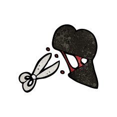 cutting black heart cartoon N4
