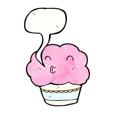 cartoon cupcake with speech bubble N29