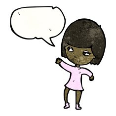 cartoon woman with speech bubble N70