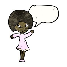 cartoon woman with speech bubble N71