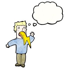 cartoon man spitting lightning N5