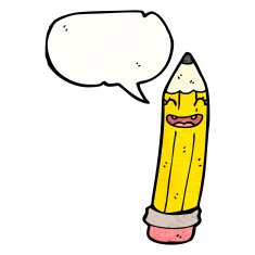 cartoon pencil with speech bubble N15