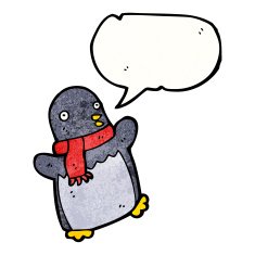 cartoon penguin wearing scarf N15