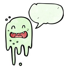 cartoon spooky ghost with speech bubble N67
