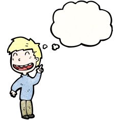 cartoon happy boy with idea N2