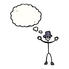 cartoon stick man symbol with top hat N2