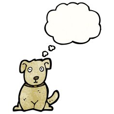 cartoon dog with thought bubble N53