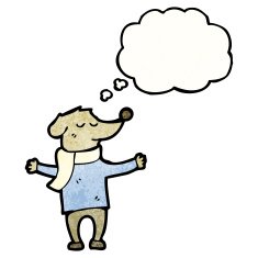cartoon dog with thought bubble N54