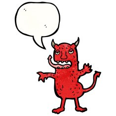 cartoon devil with speech bubble N24