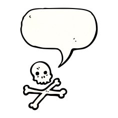 skull and crossbones symbol with speech bubble N4