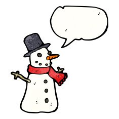 cartoon snowman with speech bubble N13