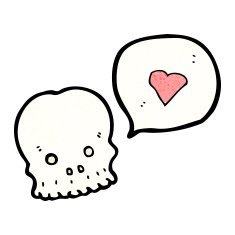 cartoon skull with love heart N4