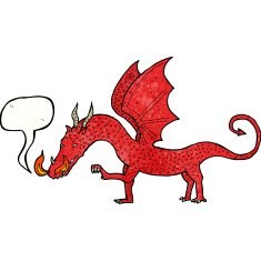 cartoon dragon with speech bubble N12