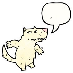 cartoon wolf with speech bubble N53