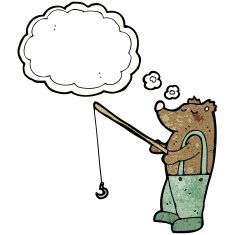 cartoon bear with fishing rod N4