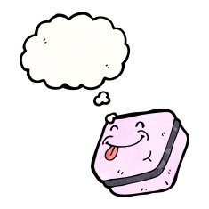 cartoon candy with thought bubble N3