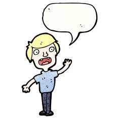 cartoon boy with speech bubble N29
