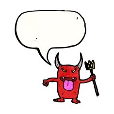 little devil with speech bubble N8