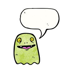 ghost with speech bubble cartoon N8