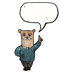 cartoon bear explaining his point N3