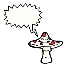 cartoon toadstool with speech bubble N4