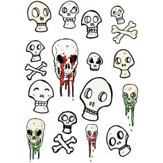 spooky skull symbols cartoon collection