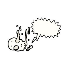 cartoon skull with speech bubble N58