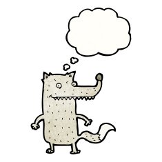 thinking wolf cartoon N4