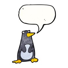 cartoon penguin with speech bubble N47