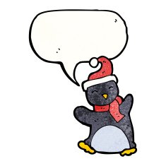 cartoon penguin with speech bubble N50