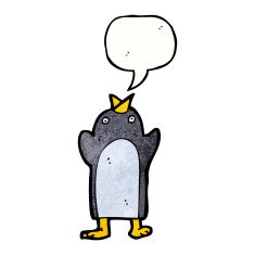 cartoon penguin with speech bubble N51