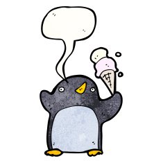 cartoon penguin with speech bubble N53