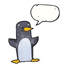 cartoon penguin with speech bubble N54