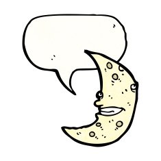 cartoon cresent moon character N2