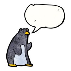 cartoon penguin with speech bubble N55