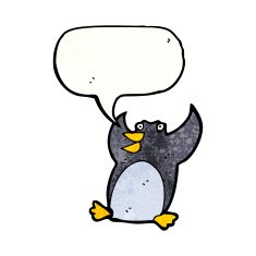 cartoon penguin with speech bubble N56