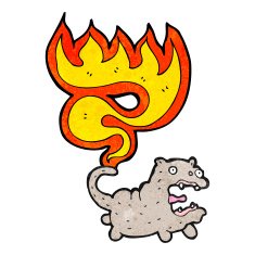 cartoon cat with tail on fire N3