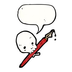 skull with art supplies cartoon N4
