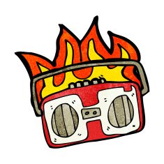 burning radio cassette player cartoon N9