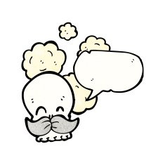 cartoon skull with mustache N27