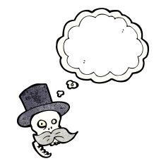 cartoon skull in top hat N18