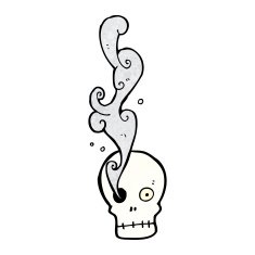 cartoon smoking skull N14