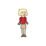 cartoon woman shrugging shoulders N530