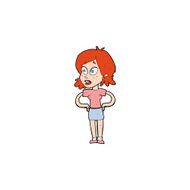 cartoon woman with hands on hips N244