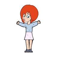 cartoon woman with open arms N109