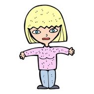 cartoon woman with open arms N110