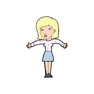 cartoon woman shrugging shoulders N533
